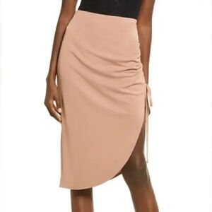 open edit | SIDE RUCHED SKIRT IN TAN MOCHA